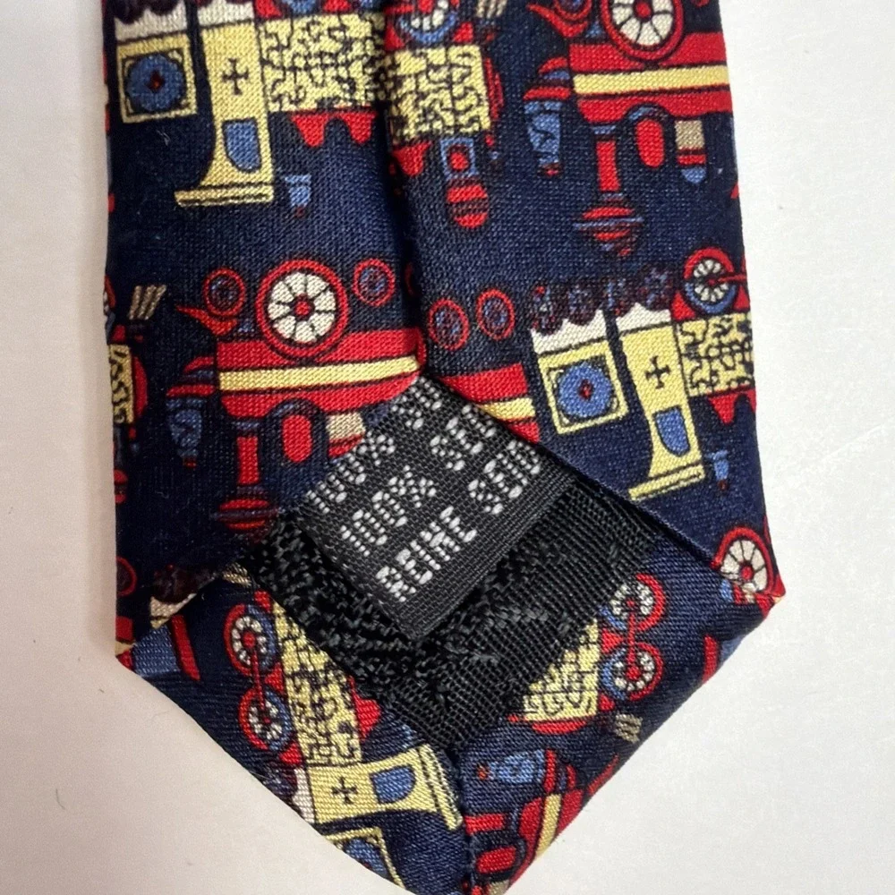 SINSABANG PURE SILK Men's Neck‎ Tie/Train Locomotive Navy Red Gold